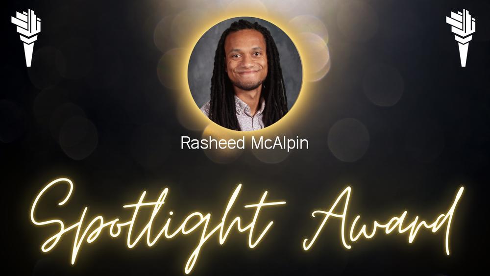 Rasheed McAlpin's portrait for receiving the district's Spotlight Award.