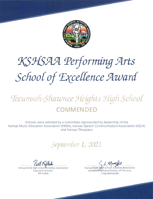 KSHSAA Performing Arts School of Excellence Award