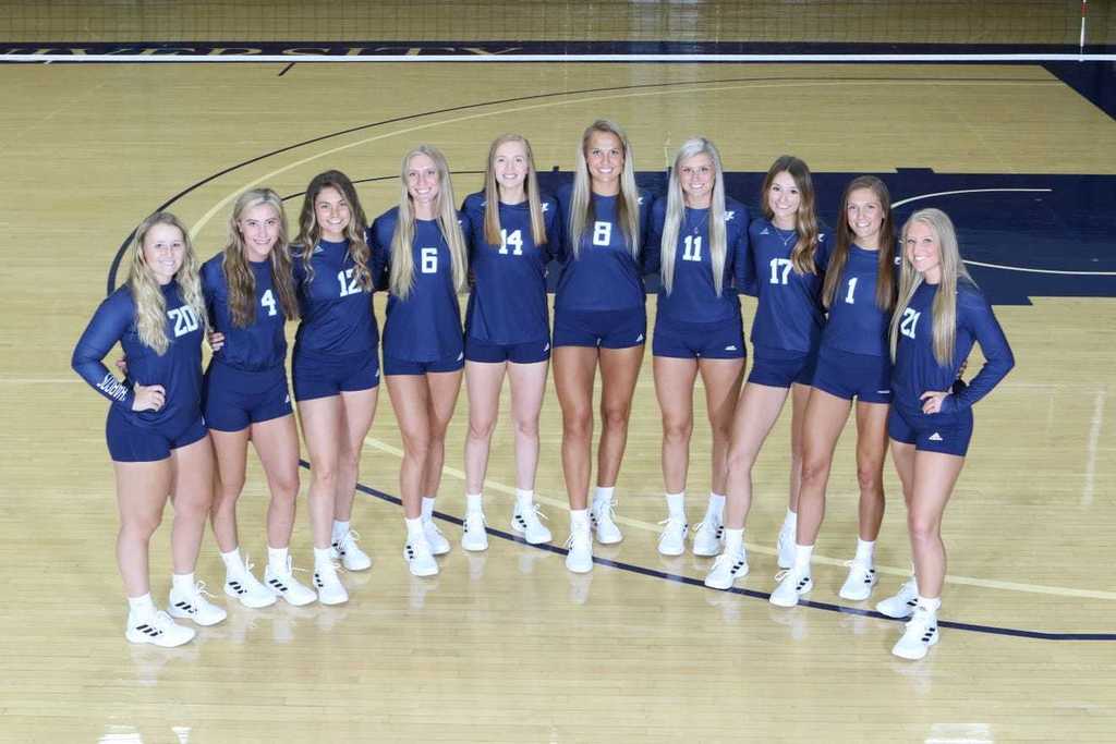 The four seniors who exercised the pandemic exemption, Faith Rottinghaus (21), Allison Maxwell (8), Allison Sadler (12) and Genna Berg (1), are all starters on the No. 1 ranked Ichabod volleyball team. - Washburn University