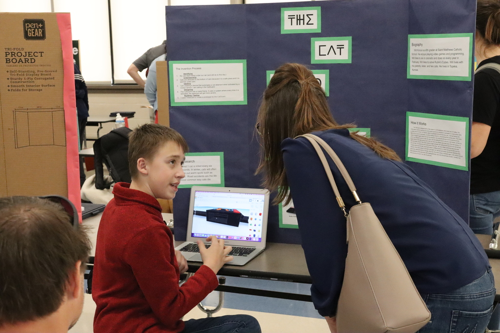 Student presenting at the Invention Convention at SHES.
