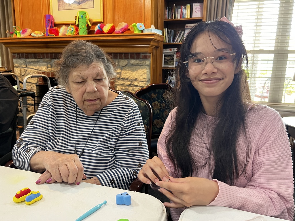SHHS Art Students created sculptures with residents at Headstone Assisted Living.